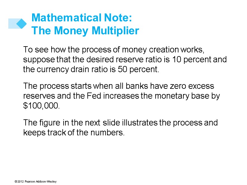 To see how the process of money creation works, suppose that the desired reserve